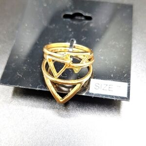 Gold triangle layer rings size 7 set of 3 triangle boho rings